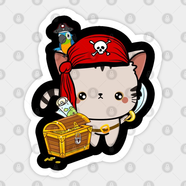 Funny tabby cat is a pirate Sticker by Pet Station